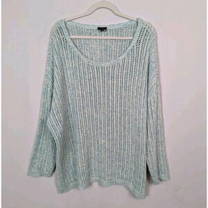 Talbots Light Blue Green Crew Neck Sweater Size 3X Loose Airy Comfy Versatile
